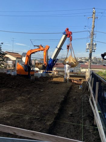 横浜市旭区にて高台基礎工事